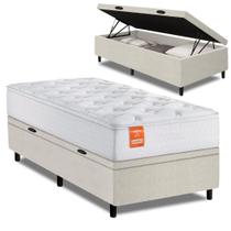 Cama Box Baú Colchão Solteiro Molas Ensacadas Real 88x188x68cm Linho Branco Inducol - Suporta até 130kg por Pessoa Cama Box Baú Colchão Solteiro Molas Ensacadas Real 88x188x68cm Linho Branco Inducol - Suporta até 130kg por Pessoa