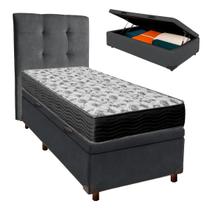 Cama Box Bau + Colchão Solteiro Ortobom D33 Iso100 + Cabeceira Estofada Cama Box Bau + Colchão Solteiro Ortobom D33 Iso100 + Cabeceira Estofada