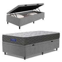 Cama Box Baú Colchão Solteiro Ortopédico Espuma D33 Hiper 88x188x60cm