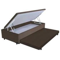 Cama Box Bau Com Auxiliar Espuma Dupla Solteiro Suede