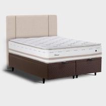 Cama Box Baú com Cabeceira Herval Queen Irland, 79x158x198 cm, Molas Maxspring Cama Box Baú com Cabeceira Herval Queen Irland, 79x158x198 cm, Molas Maxspring