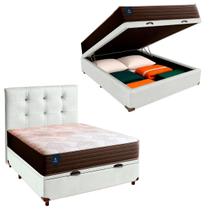 Cama Box Bau Com Colchão Casal Celebration Euro Flex Colchões + Cabeceira Branco Cama Box Bau Com Colchão Casal Celebration Euro Flex Colchões + Cabeceira Branco
