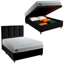Cama Box Bau Com Colchão Casal D33 Real Hellen + Cabeceira Preto