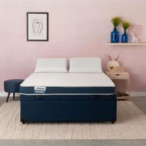 Cama Box Baú com Colchão Casal Guldi Duplo Plus D28 Azul e Branco