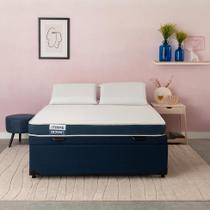 Cama Box Baú com Colchão Casal Guldi Duplo Plus D28 e 2 Travesseiros Guldi Soft Nasa Azul e Branco Cama Box Baú com Colchão Casal Guldi Duplo Plus D28 e 2 Travesseiros Guldi Soft Nasa Azul e Branco