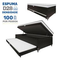 Cama Box Baú com Colchão de Espuma acoplado e Auxiliar de Espuma Copenhague Solteiro 88 cm Cama Box Baú com Colchão de Espuma acoplado e Auxiliar de Espuma Copenhague Solteiro 88 cm