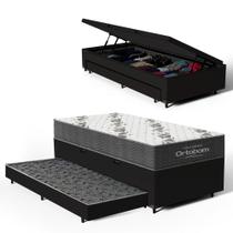 Cama Box Baú com Colchão de Espuma D33 Ortobom Airtech 100 + Auxiliar Unique Solteiro 88cm Cama Box Baú com Colchão de Espuma D33 Ortobom Airtech 100 + Auxiliar Unique Solteiro 88cm