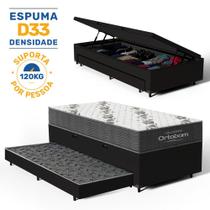 Cama Box Baú com Colchão de Espuma D33 Ortobom Airtech 100 + Auxiliar Unique Solteiro 88cm Cama Box Baú com Colchão de Espuma D33 Ortobom Airtech 100 + Auxiliar Unique Solteiro 88cm