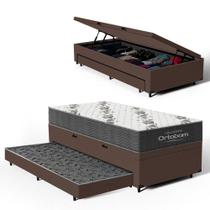 Cama Box Baú com Colchão de Espuma D33 Ortobom Airtech 100 + Auxiliar Unique Solteiro 88cm Cama Box Baú com Colchão de Espuma D33 Ortobom Airtech 100 + Auxiliar Unique Solteiro 88cm