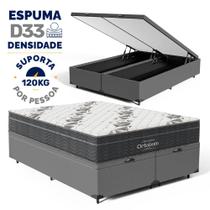 Cama Box Baú com Colchão de Espuma D33 Ortobom Airtech Ortopillow 100 Queen 158 cm