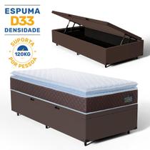 Cama Box Baú com Colchão de Espuma D33 Pillow Top Comfort Luxo Solteiro 88cm