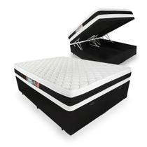 Cama Box Baú com Colchão de Espuma D45 Castor Black & White D45 Double Face Super King 193cm Cama Box Baú com Colchão de Espuma D45 Castor Black & White D45 Double Face Super King 193cm