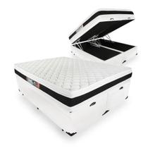 Cama Box Baú com Colchão de Espuma D45 Castor Black White Double Face Queen 158cm