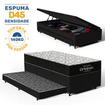 Cama Box Baú com Colchão de Espuma D45 Ortobom Airtech 150 Auxiliar Unique Solteiro 88 cm Cama Box Baú com Colchão de Espuma D45 Ortobom Airtech 150 Auxiliar Unique Solteiro 88 cm