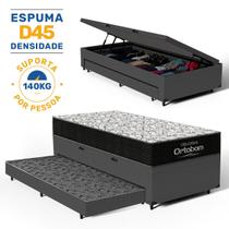 Cama Box Baú com Colchão de Espuma D45 Ortobom Airtech 150 Auxiliar Unique Solteiro 88 cm Cama Box Baú com Colchão de Espuma D45 Ortobom Airtech 150 Auxiliar Unique Solteiro 88 cm