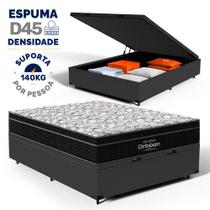 Cama Box Baú com Colchão de Espuma D45 Ortobom Airtech Ortopillow 150 Casal 138cm
