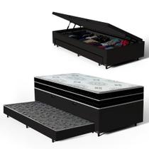 Cama Box Baú com Colchão de Espuma D45 Pillow In Anjos OrtoConfort + Auxiliar Unique Solteiro 88cm