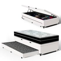 Cama Box Baú com Colchão de Espuma D45 Pillow In Anjos OrtoConfort + Auxiliar Unique Solteiro 88cm