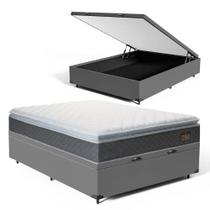 Cama Box Baú com Colchão de Espuma D45 Pillow Top Fort Comfort Casal 138cm - Lucas Colchões