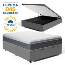 Cama Box Baú com Colchão de Espuma D45 Pillow Top Fort Comfort Casal 138cm - Lucas Colchões