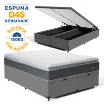 Cama Box Baú com Colchão de Espuma D45 Pillow Top Fort Comfort Queen 158 cm