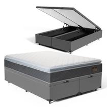 Cama Box Baú com Colchão de Espuma D45 Pillow Top Fort Comfort Queen 158cm - Lucas Colchões