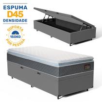 Cama Box Baú com Colchão de Espuma D45 Pillow Top Fort Comfort Solteiro 88cm Cama Box Baú com Colchão de Espuma D45 Pillow Top Fort Comfort Solteiro 88cm