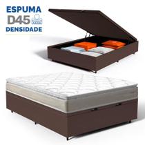 Cama Box Baú com Colchão de Espuma D45 Pillow Top Ortopédico Domo Casal 138cm Cama Box Baú com Colchão de Espuma D45 Pillow Top Ortopédico Domo Casal 138cm