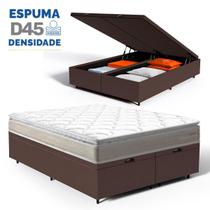Cama Box Baú com Colchão de Espuma D45 Pillow Top Ortopédico Domo Queen 158cm Cama Box Baú com Colchão de Espuma D45 Pillow Top Ortopédico Domo Queen 158cm