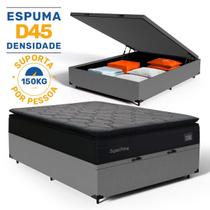 Cama Box Baú com Colchão de Espuma D45 Pillow Top Suport Prime Casal 138 cm - Lucas Colchões
