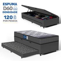 Cama Box Baú com Colchão de Espuma D60 Double Face Guarda Costas Comfort Force Probel + Auxiliar Solteiro 88cm Cama Box Baú com Colchão de Espuma D60 Double Face Guarda Costas Comfort Force Probel + Auxiliar Solteiro 88cm