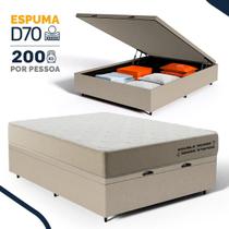 Cama Box Baú com Colchão de Espuma D70 Double Face Ortopédico Double Sense Casal 138cm