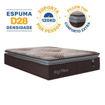 Cama Box Baú com Colchão de Espuma Mega Pillow Queen 158 cm