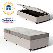 Cama Box Baú com Colchão de Espuma Ortobom Light Liso Solteiro 88 cm