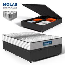 Cama Box Baú com Colchão de Molas Ensacadas Double Face Essence Probel Queen 158cm