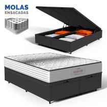 Cama Box Baú com Colchão de Molas Ensacadas Double Face Essence Probel Queen 158cm