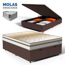 Cama Box Baú com Colchão de Molas Ensacadas Double Face Pillow Euro Alfa Probel Queen 158cm Cama Box Baú com Colchão de Molas Ensacadas Double Face Pillow Euro Alfa Probel Queen 158cm