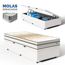 Cama Box Baú com Colchão de Molas Ensacadas Double Face Pillow Euro Alfa Probel Solteiro 88cm