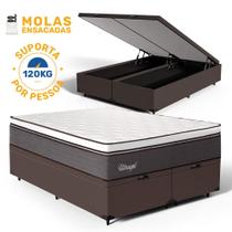 Cama Box Baú com Colchão de Molas Ensacadas Euro Pillow Ultragel Luxo King 193cm - Lucas Colchões