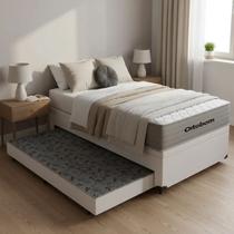 Cama Box Baú com Colchão de Molas Ensacadas Ortobom One Face Plenno Superpocket + Auxiliar de Espuma Solteiro 88cm Cama Box Baú com Colchão de Molas Ensacadas Ortobom One Face Plenno Superpocket + Auxiliar de Espuma Solteiro 88cm