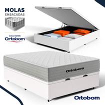 Cama Box Baú com Colchão de Molas Ensacadas Ortobom One Face Plenno Superpocket Casal 138cm