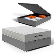 Cama Box Baú com Colchão de Molas Ensacadas Ortobom One Face Plenno Superpocket Casal 138cm Cama Box Baú com Colchão de Molas Ensacadas Ortobom One Face Plenno Superpocket Casal 138cm
