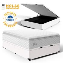 Cama Box Baú com Colchão de Molas Ensacadas Pillow Top Flora Casal 138 cm Cama Box Baú com Colchão de Molas Ensacadas Pillow Top Flora Casal 138 cm
