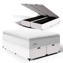 Cama Box Baú com Colchão de Molas Ensacadas Pillow Top Flora Queen 158 cm