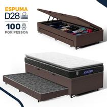 Cama Box Baú com Colchão Gazin de Espuma D28 Pillow Top Ortoblack + Auxiliar de Espuma Solteiro 88cm Cama Box Baú com Colchão Gazin de Espuma D28 Pillow Top Ortoblack + Auxiliar de Espuma Solteiro 88cm