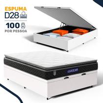 Cama Box Baú com Colchão Gazin de Espuma D28 Pillow Top Ortoblack Casal 138cm
