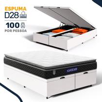 Cama Box Baú com Colchão Gazin de Espuma D28 Pillow Top Ortoblack Queen 158cm