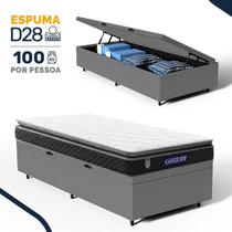 Cama Box Baú com Colchão Gazin de Espuma D28 Pillow Top Ortoblack Solteiro 88cm Cama Box Baú com Colchão Gazin de Espuma D28 Pillow Top Ortoblack Solteiro 88cm