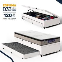 Cama Box Baú com Colchão Gazin de Espuma D33 Pillow In Force MID + Auxiliar de Espuma Solteiro 88cm Cama Box Baú com Colchão Gazin de Espuma D33 Pillow In Force MID + Auxiliar de Espuma Solteiro 88cm