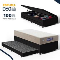 Cama Box Baú com Colchão Gazin de Espuma D60 Double Face Force PLUS + Auxiliar de Espuma Solteiro 88cm Cama Box Baú com Colchão Gazin de Espuma D60 Double Face Force PLUS + Auxiliar de Espuma Solteiro 88cm